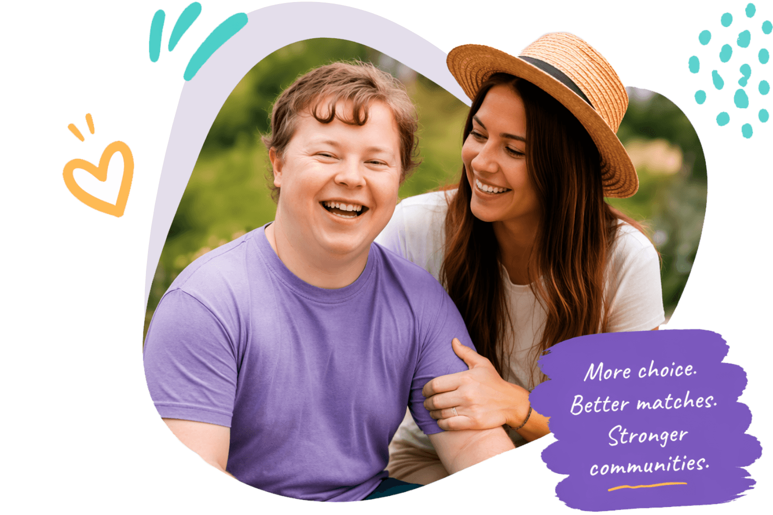 NDIS participant and support worker smiling together