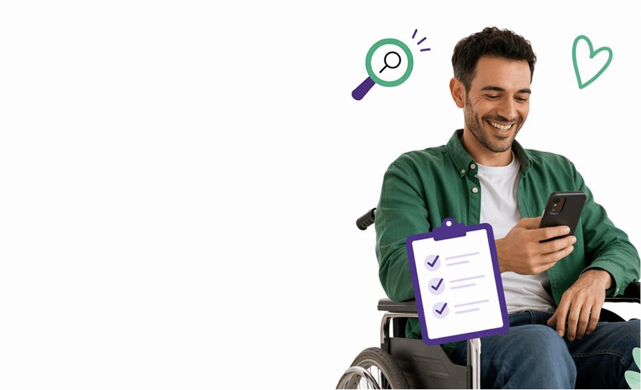 NDIS participant using a phone to find support
