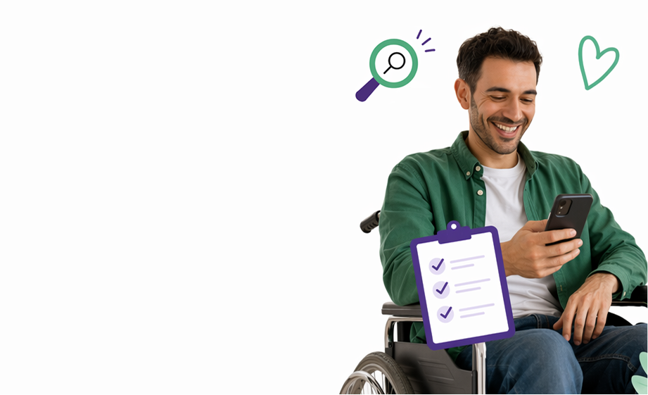 NDIS participant using a phone to find support
